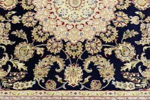 Dark Navy Floral Traditional 7X10 Indo-Nain Oriental Rug