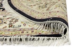 Black Floral 8x8 Indo-Nain Oriental Round Rug