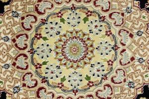 Black Floral 8x8 Indo-Nain Oriental Round Rug