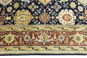 Navy Blue Geometric Transitional 9x12 Chobi Oriental Rug