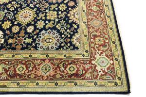 Navy Blue Geometric Transitional 9x12 Chobi Oriental Rug