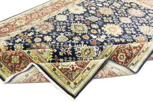 Navy Blue Geometric Transitional 9x12 Chobi Oriental Rug
