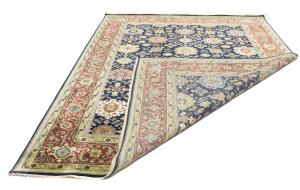 Navy Blue Geometric Transitional 9x12 Chobi Oriental Rug
