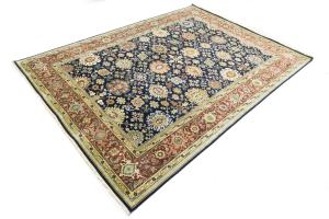 Navy Blue Geometric Transitional 9x12 Chobi Oriental Rug