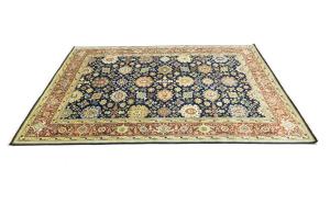 Navy Blue Geometric Transitional 9x12 Chobi Oriental Rug