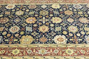 Navy Blue Geometric Transitional 9x12 Chobi Oriental Rug