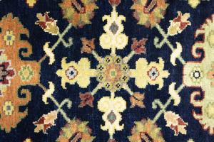Navy Blue Geometric Transitional 9x12 Chobi Oriental Rug