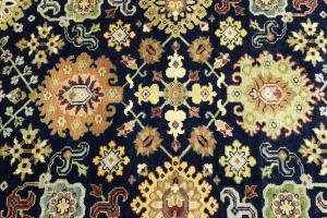 Navy Blue Geometric Transitional 9x12 Chobi Oriental Rug