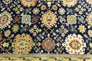 Navy Blue Geometric Transitional 9x12 Chobi Oriental Rug