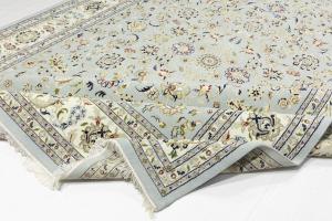 Light Blue Traditional 10x14 Indo-Nain Oriental Rug