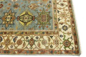 Sky Blue Geometric Tribal 8x10 Chobi Oriental Rug