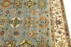 Sky Blue Geometric Tribal 8x10 Chobi Oriental Rug