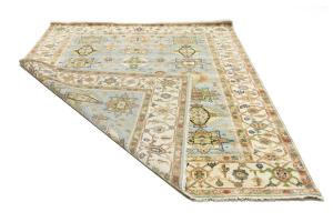 Sky Blue Geometric Tribal 8x10 Chobi Oriental Rug