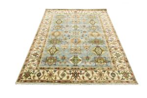Sky Blue Geometric Tribal 8x10 Chobi Oriental Rug