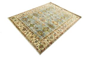 Sky Blue Geometric Tribal 8x10 Chobi Oriental Rug