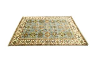 Sky Blue Geometric Tribal 8x10 Chobi Oriental Rug