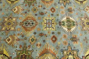 Sky Blue Geometric Tribal 8x10 Chobi Oriental Rug
