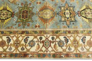 Sky Blue Geometric Tribal 8x10 Chobi Oriental Rug