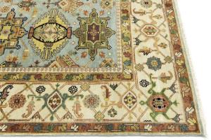 Sky Blue Geometric Tribal 9x12 Chobi Oriental Rug