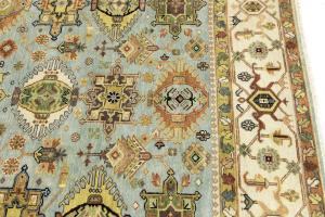 Sky Blue Geometric Tribal 9x12 Chobi Oriental Rug