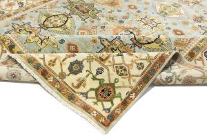 Sky Blue Geometric Tribal 9x12 Chobi Oriental Rug