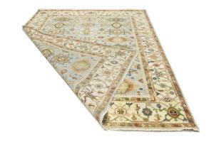 Sky Blue Geometric Tribal 9x12 Chobi Oriental Rug