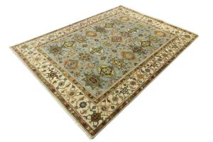 Sky Blue Geometric Tribal 9x12 Chobi Oriental Rug