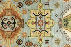 Sky Blue Geometric Tribal 9x12 Chobi Oriental Rug