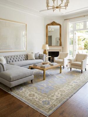 Gray Floral Traditional 10X14 Oushak Oriental Rug
