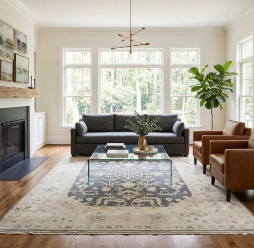 Muted Colors Floral 9X12 Oushak Chobi Oriental Rug
