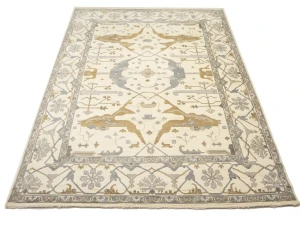 Muted Cream Floral 10X14 Oushak Chobi Oriental Rug