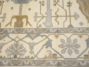 Muted Cream Floral 10X14 Oushak Chobi Oriental Rug