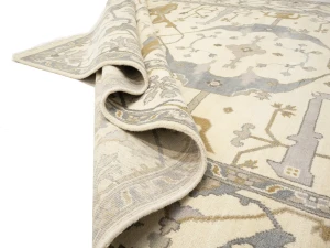 Muted Cream Floral 10X14 Oushak Chobi Oriental Rug