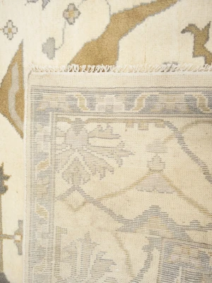 Muted Cream Floral 10X14 Oushak Chobi Oriental Rug