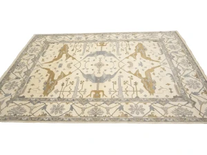 Muted Cream Floral 10X14 Oushak Chobi Oriental Rug