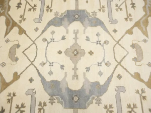 Muted Cream Floral 10X14 Oushak Chobi Oriental Rug