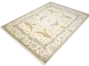 Muted Cream Floral 10X14 Oushak Chobi Oriental Rug
