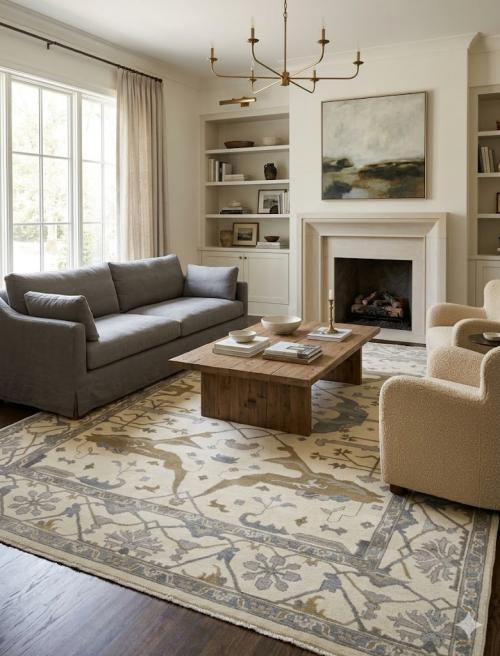 10'0 x 13'9 Muted Cream Hand Knotted Oushak Chobi Wool Rug