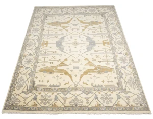 Muted Cream Floral 10X14 Oushak Chobi Oriental Rug