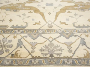 Muted Cream Floral 10X14 Oushak Chobi Oriental Rug