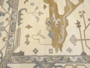 Muted Cream Floral 10X14 Oushak Chobi Oriental Rug