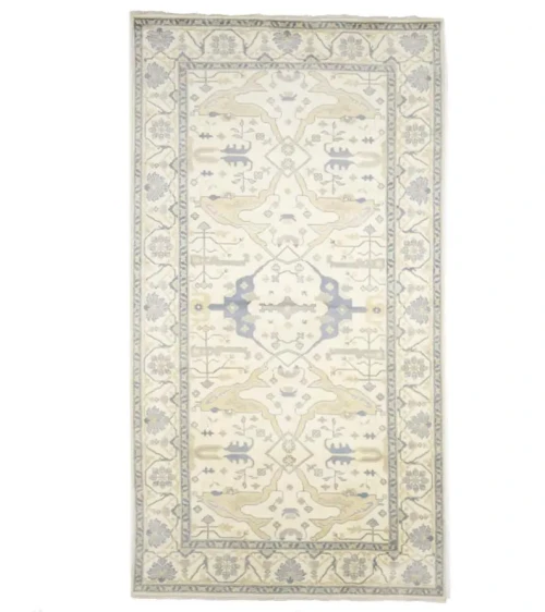 Muted Cream Floral Transitional 8X15 Oushak Oriental Rug