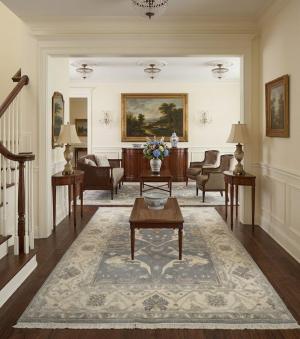 Gray Floral Traditional 6X9 Oushak Oriental Rug