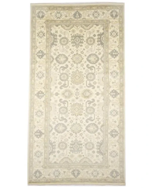 Muted Cream Floral Transitional 8X16 Oushak Oriental Rug