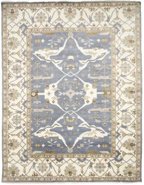 Muted Gray Floral Transitional 10X14 Oushak Oriental Rug
