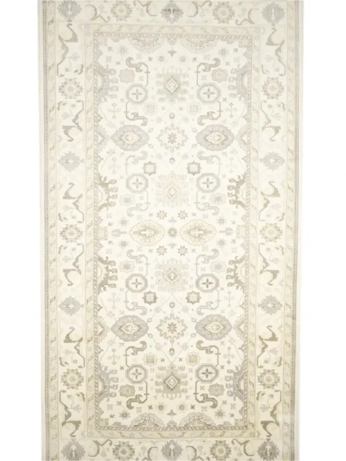 Muted Cream Floral Transitional 10X20 Oushak Oriental Rug