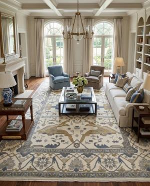 Muted Cream Floral Transitional 12X15 Oushak Oriental Rug
