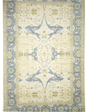Muted Cream Floral Transitional 13x20 Oushak Oriental Rug
