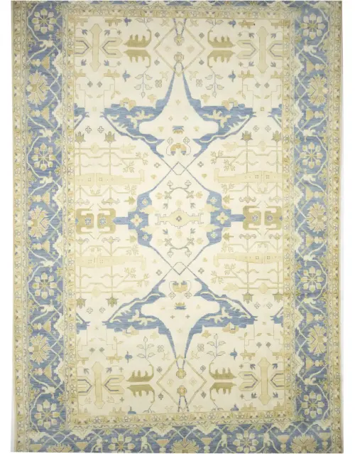 Muted Cream Floral Transitional 13x20 Oushak Oriental Rug