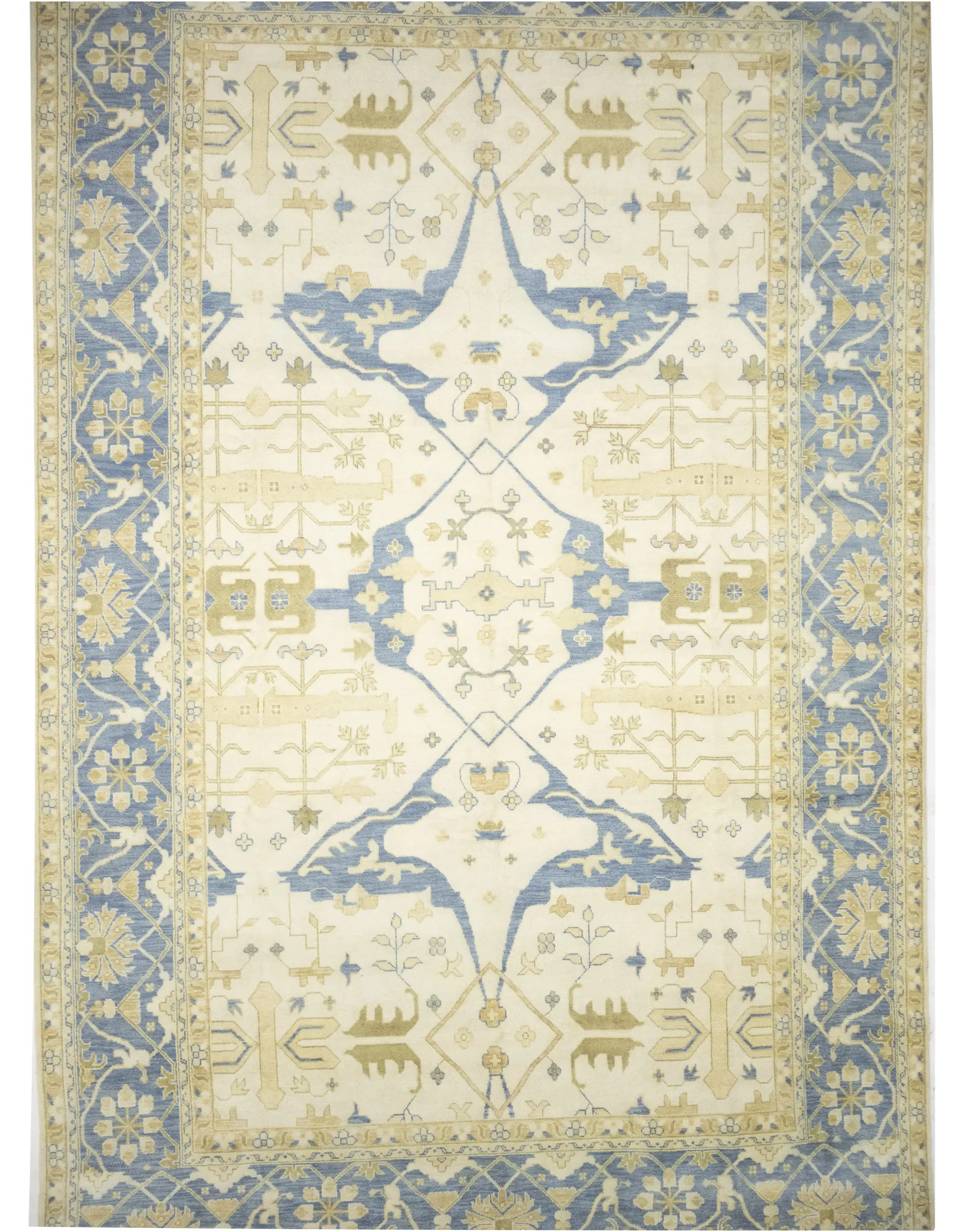 Muted Cream Floral Transitional 13x20 Oushak Oriental Rug